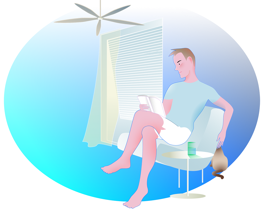 Pessoa a ler em ambiente fresco