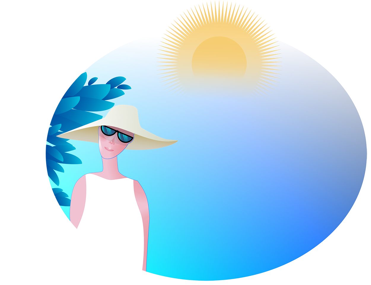 Pessoa com chapéu e óculos de sol